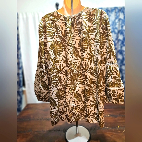 Ruby Rd leaf print Top - Picture 2 of 3